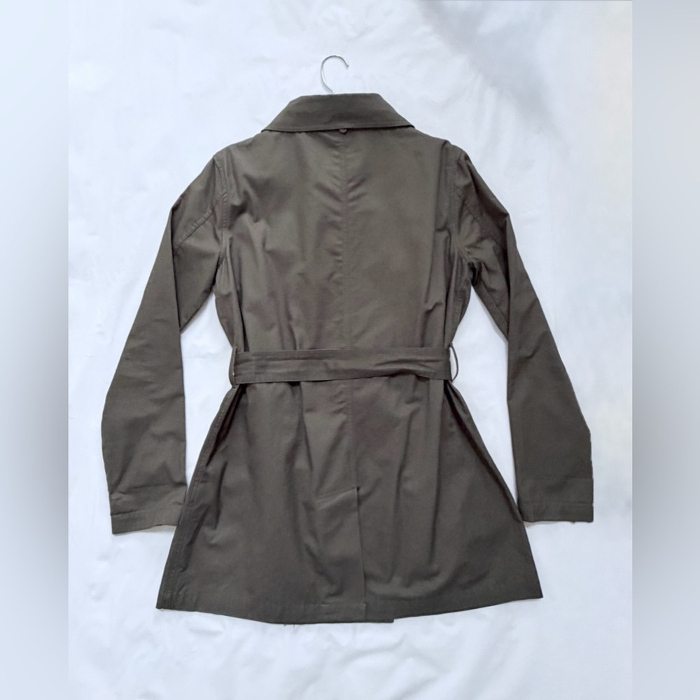 Trench Coat Belted Women’s Double-Breasted- Olive Small - Picture 9 of 15